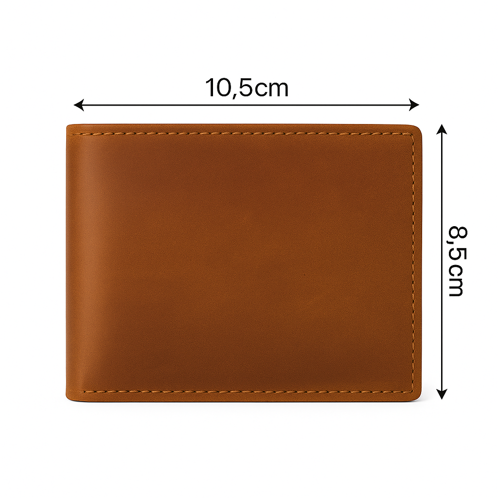 Cartera de cuero genuino Vintage marrón con bloqueo RFID personalizable M&R Signature