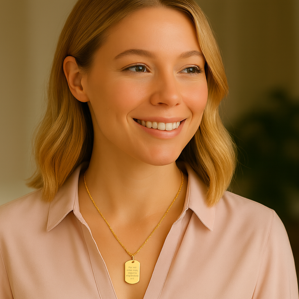 Colgante Placa dorado M&R Signature