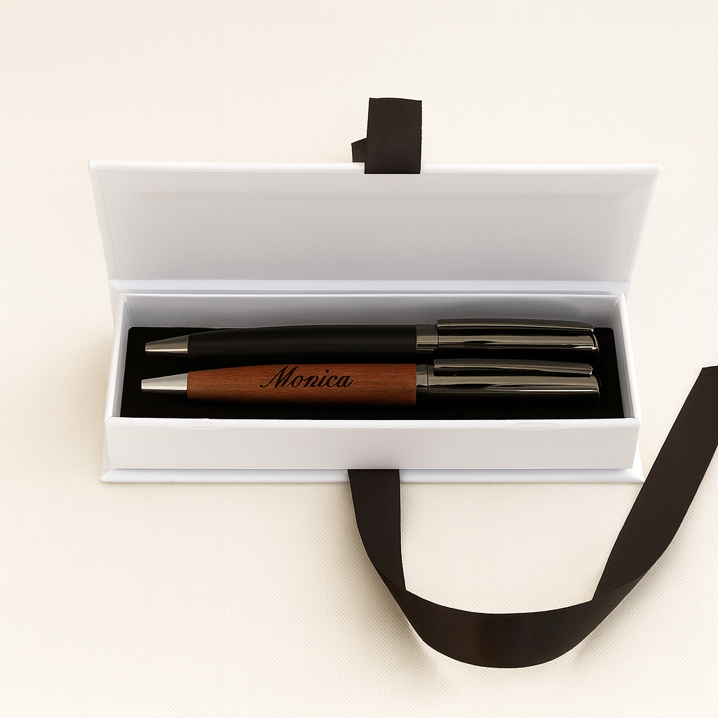 Set de bolígrafos de madera y metal M&R Signature