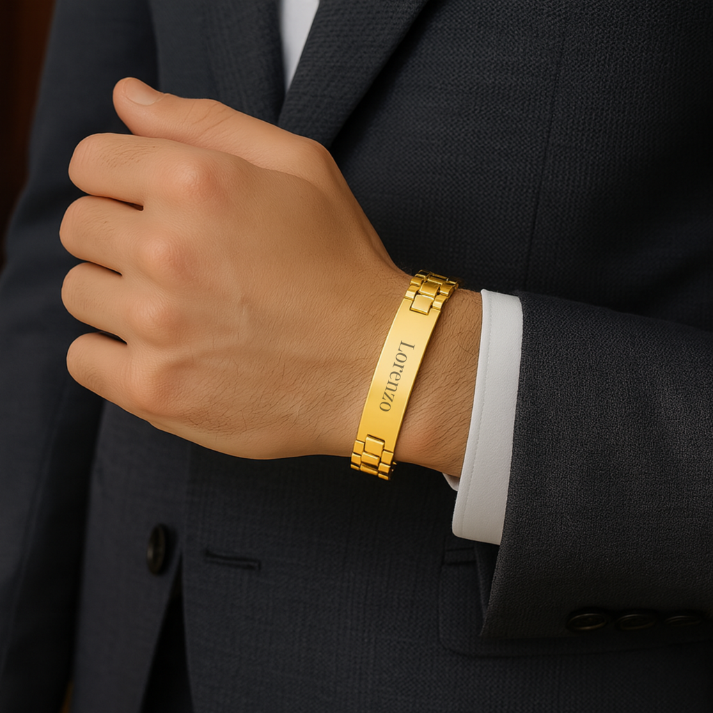 Pulsera de acero inoxidable dorada M&R Signature